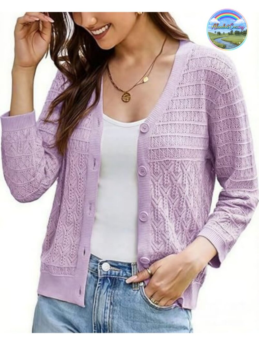 Women's Lightweight Cardigan Sweater 3/4 Sleeve Button V Neck Knit